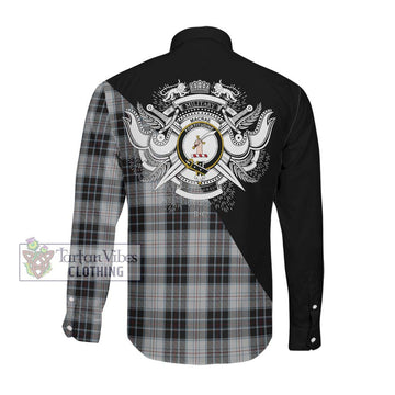 MacRae Dress Tartan Long Sleeve Button Shirt with Family Crest and Military Logo Style