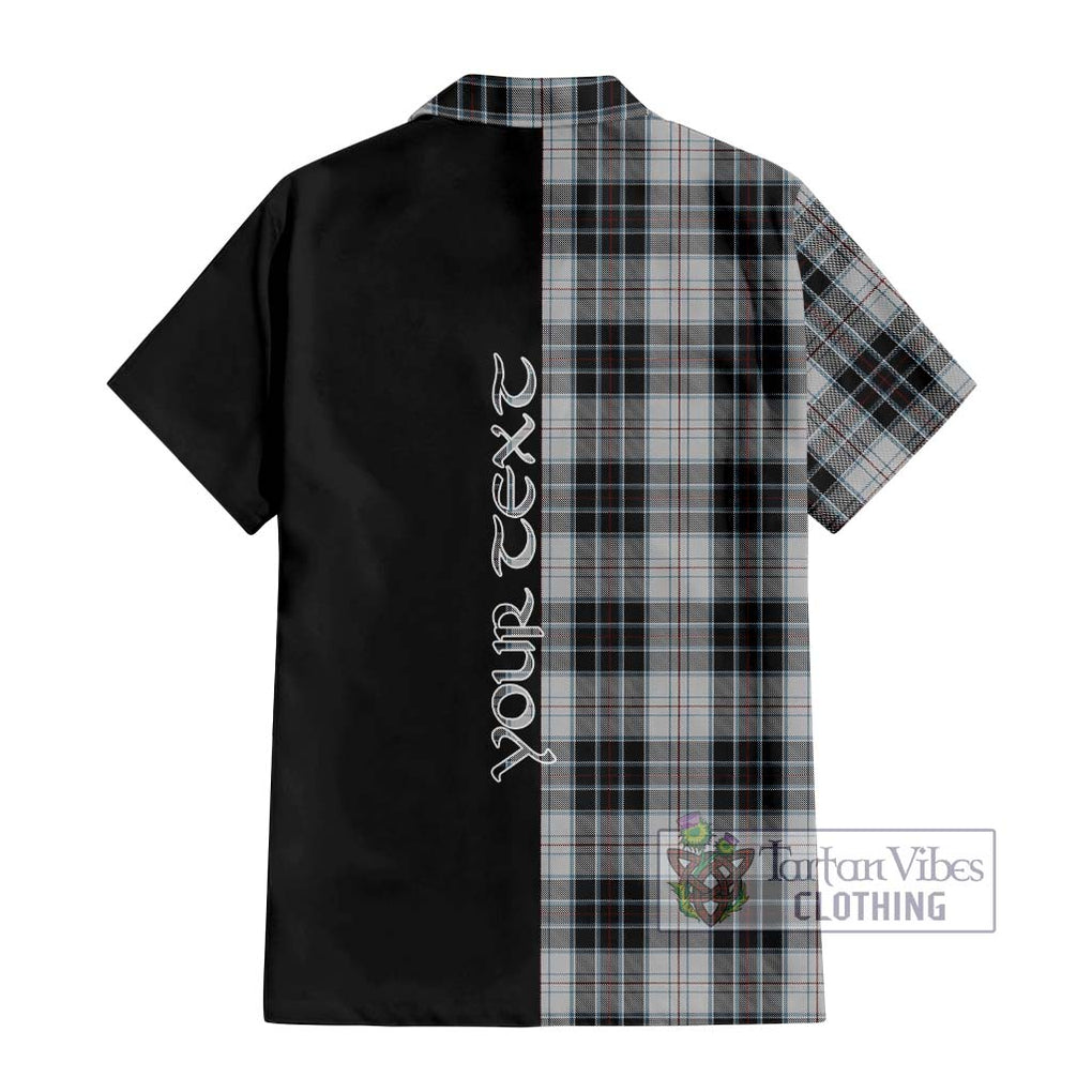 MacRae Dress Tartan Short Sleeve Button Shirt with Family Crest and Half Of Me Style - Tartanvibesclothing Shop