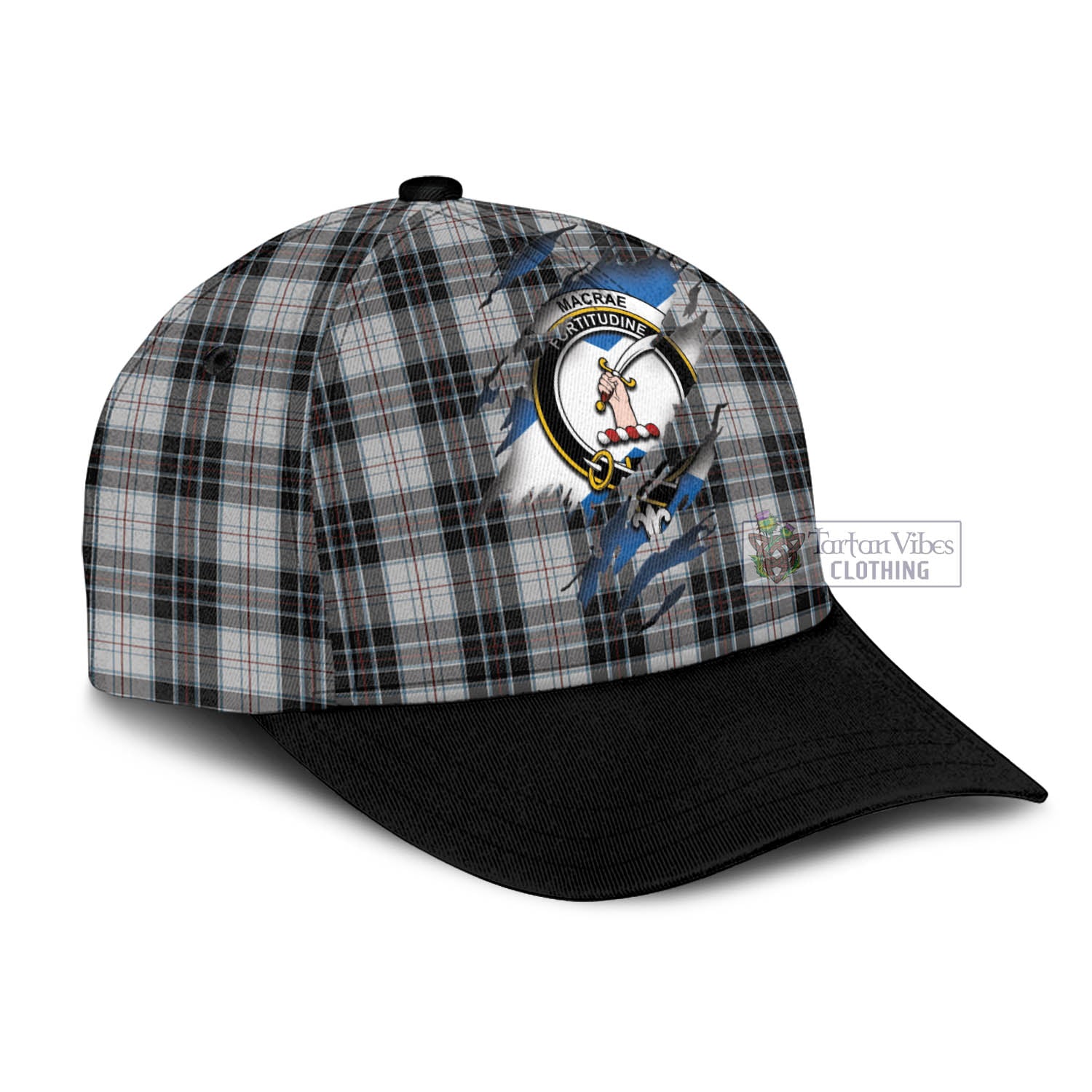 Tartan Vibes Clothing MacRae Dress Tartan Classic Cap with Family Crest In Me Style