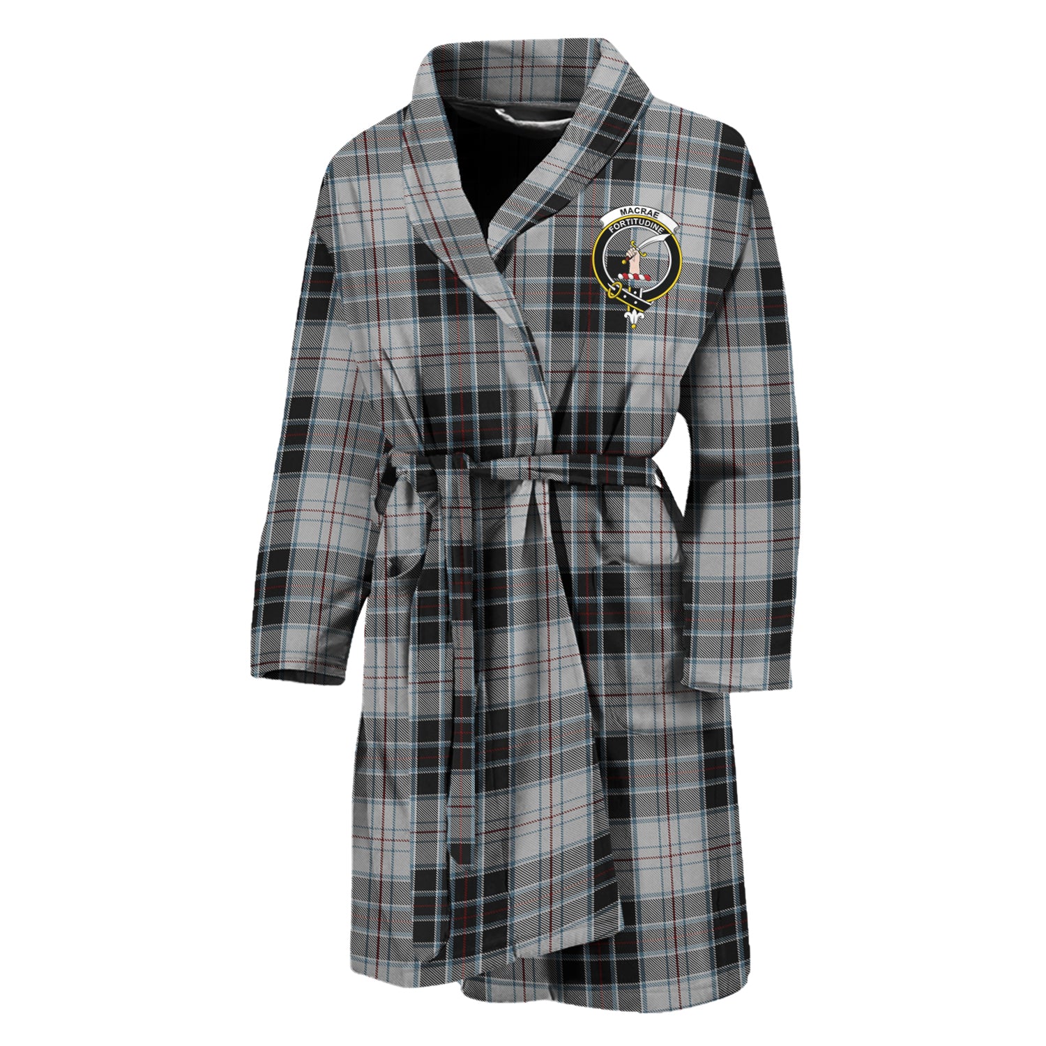 MacRae Dress Tartan Bathrobe with Family Crest Unisex M - Tartan Vibes Clothing