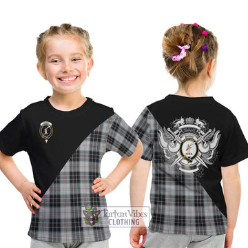 MacRae Dress Tartan Kid T-Shirt with Family Crest and Military Logo Style