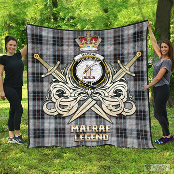 MacRae Dress Tartan Quilt with Clan Crest and the Golden Sword of Courageous Legacy