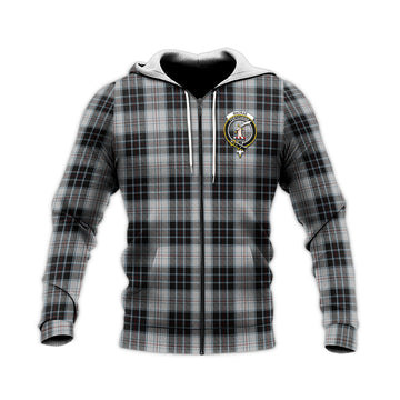 MacRae Dress Tartan Knitted Hoodie with Family Crest