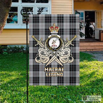 MacRae Dress Tartan Flag with Clan Crest and the Golden Sword of Courageous Legacy