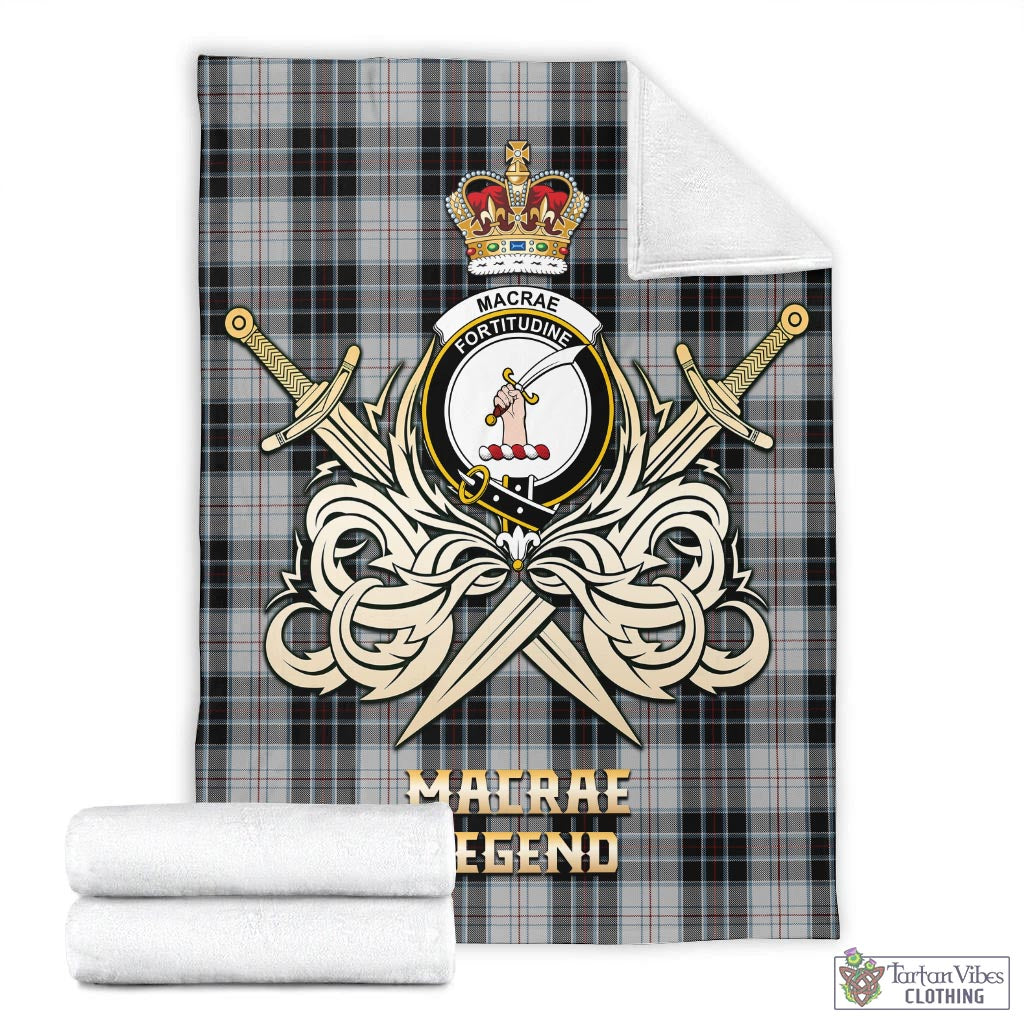 Tartan Vibes Clothing MacRae Dress Tartan Blanket with Clan Crest and the Golden Sword of Courageous Legacy