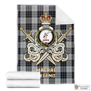 MacRae Dress Tartan Blanket with Clan Crest and the Golden Sword of Courageous Legacy