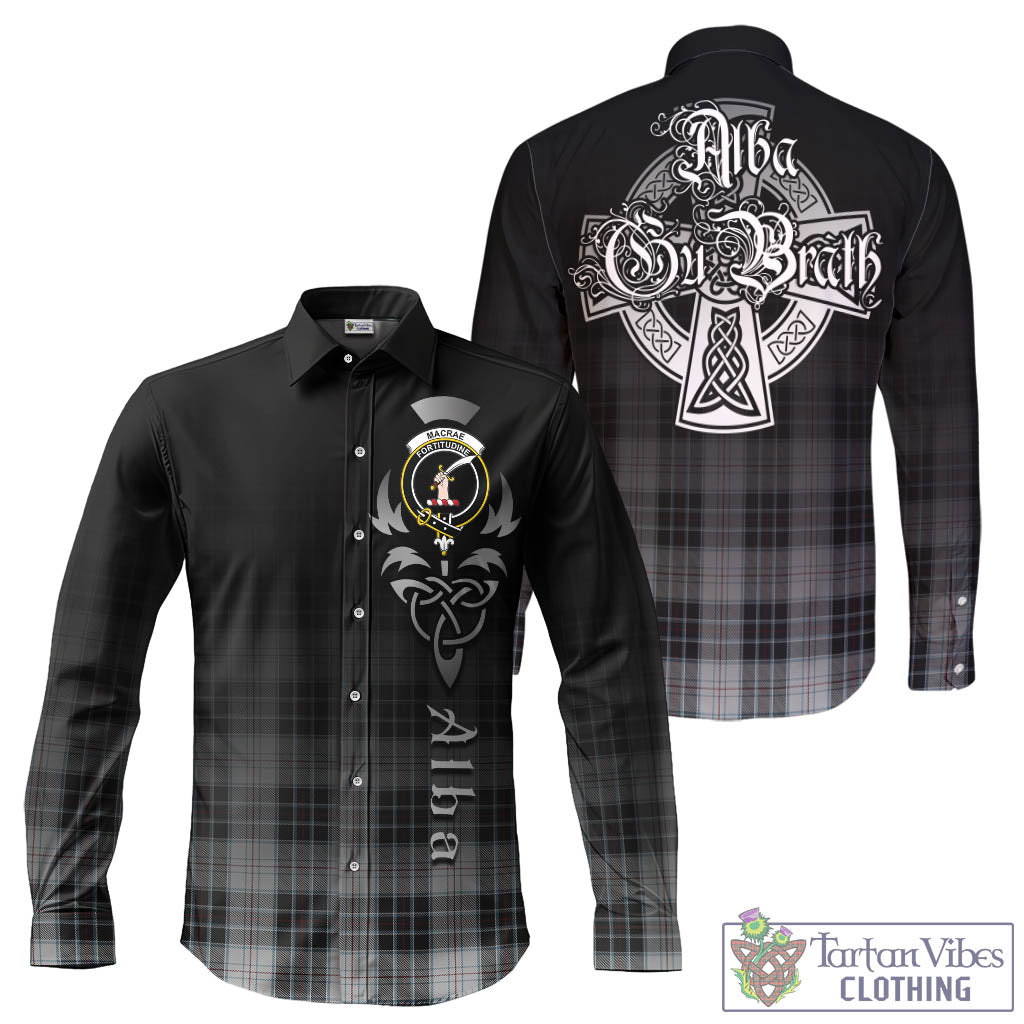 Tartan Vibes Clothing MacRae Dress Tartan Long Sleeve Button Up Featuring Alba Gu Brath Family Crest Celtic Inspired