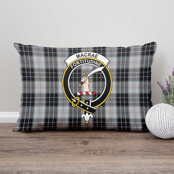 MacRae Dress Tartan Pillow Cover with Family Crest