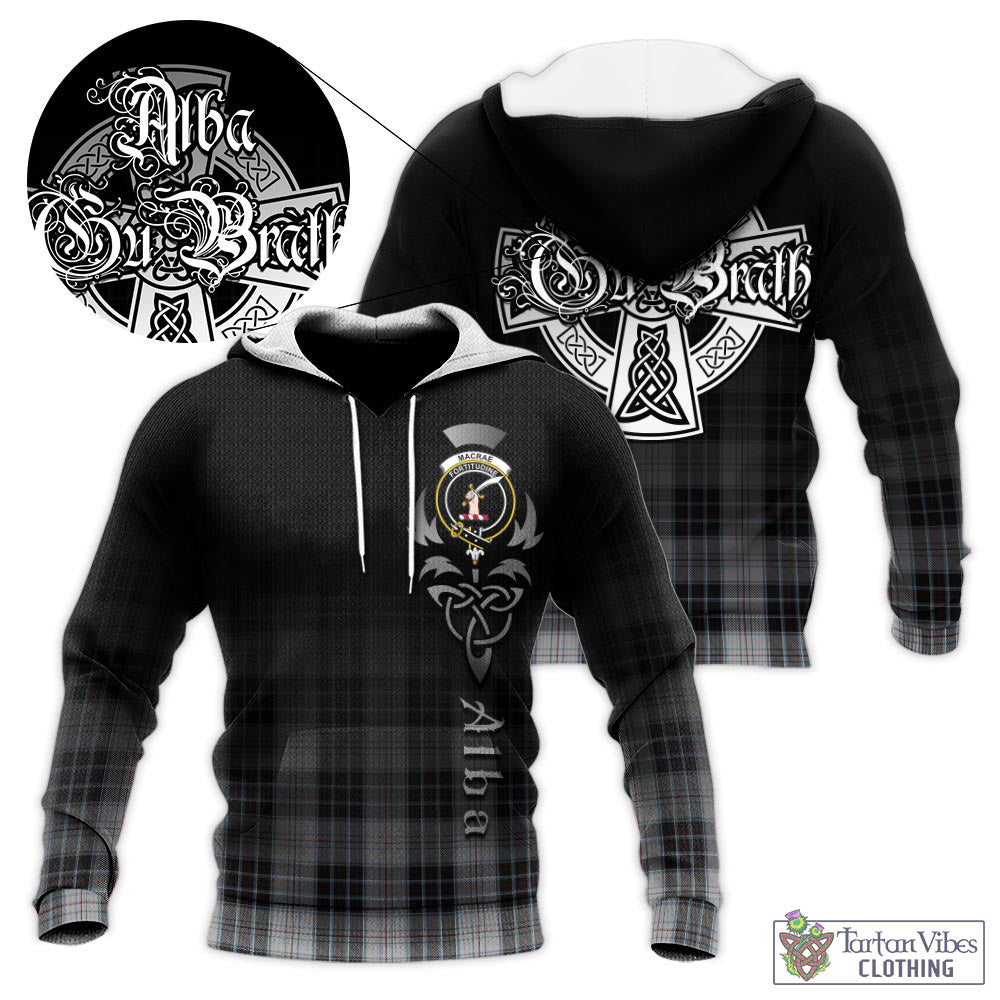 Tartan Vibes Clothing MacRae Dress Tartan Knitted Hoodie Featuring Alba Gu Brath Family Crest Celtic Inspired