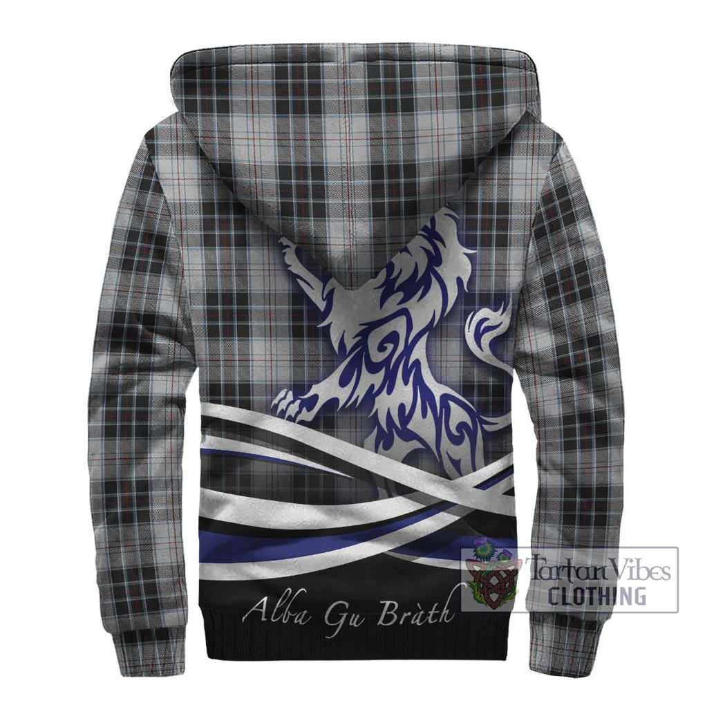 MacRae Dress Tartan Sherpa Hoodie with Alba Gu Brath Regal Lion Emblem - Tartanvibesclothing Shop