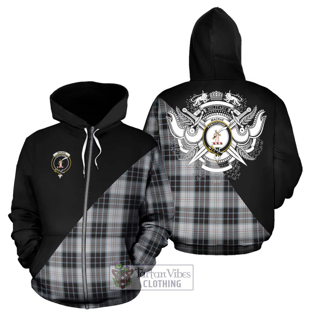 MacRae Dress Tartan Hoodie with Family Crest and Military Logo Style - Tartanvibesclothing Shop