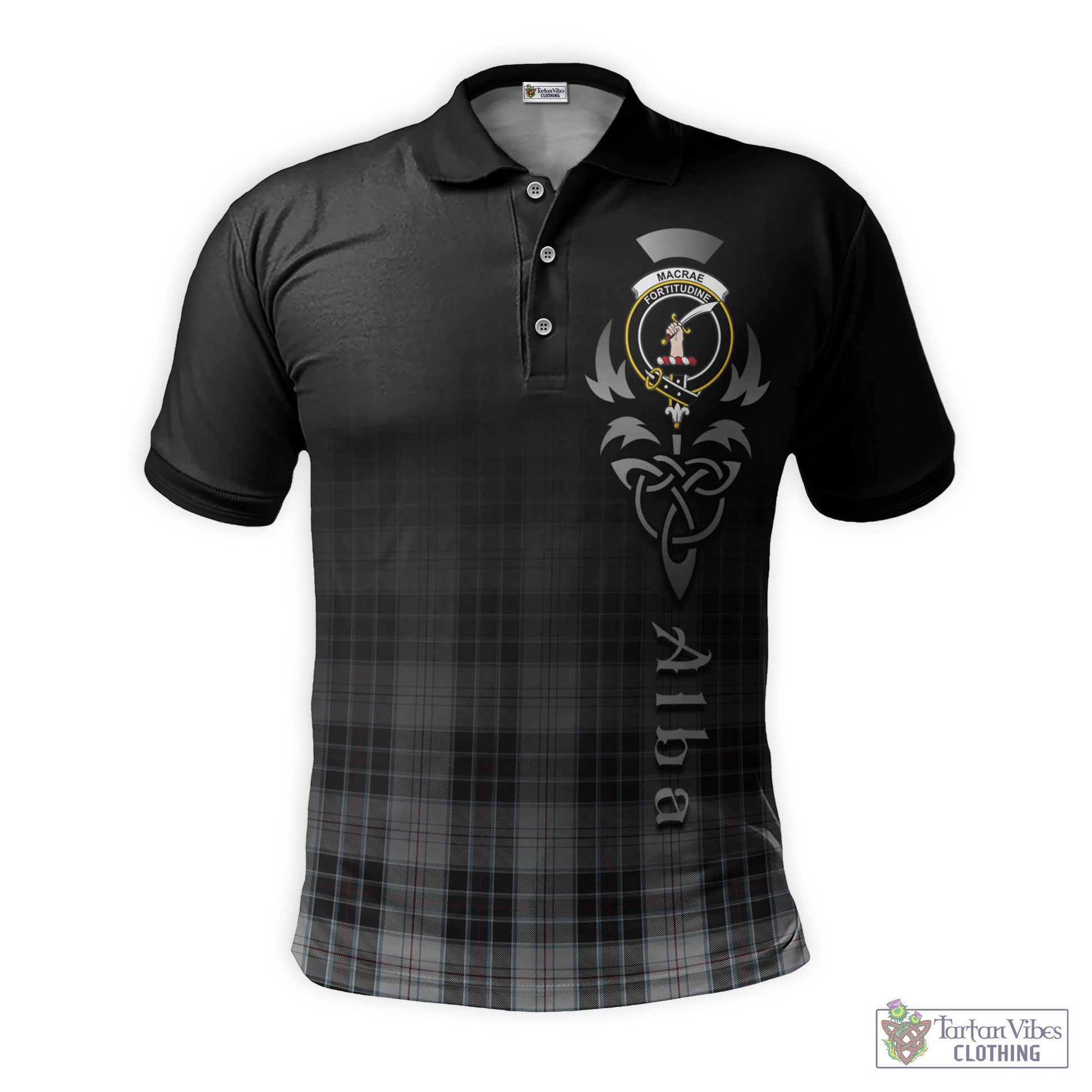 Tartan Vibes Clothing MacRae Dress Tartan Polo Shirt Featuring Alba Gu Brath Family Crest Celtic Inspired