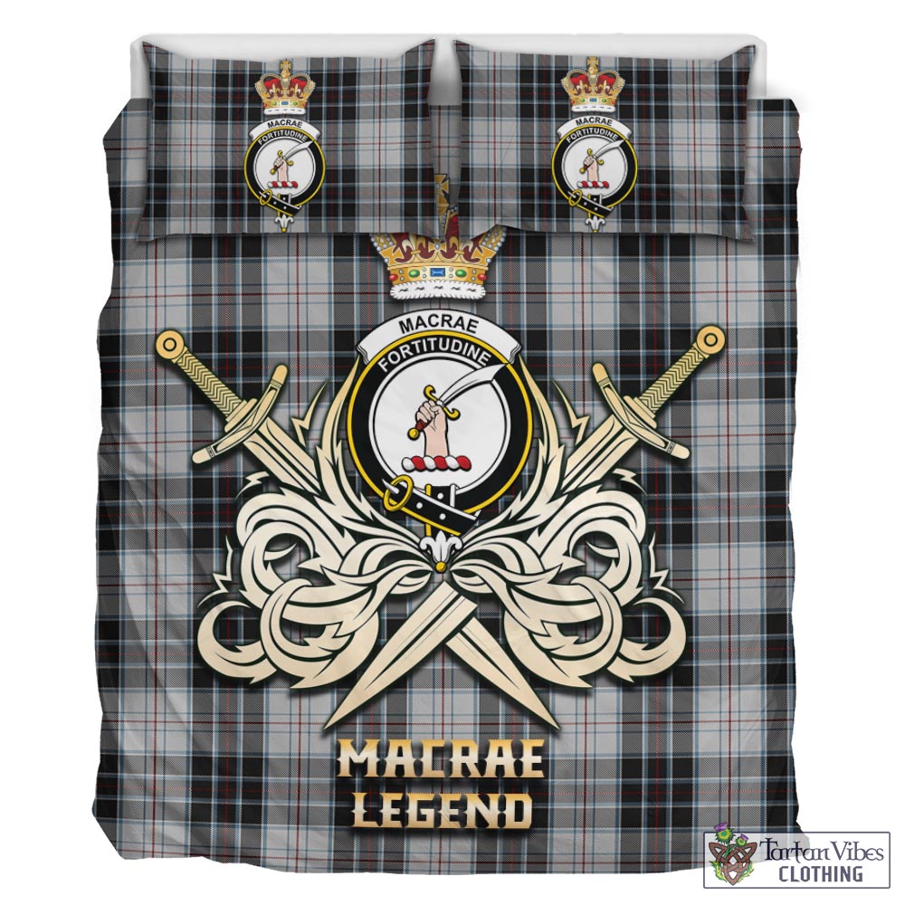 Tartan Vibes Clothing MacRae Dress Tartan Bedding Set with Clan Crest and the Golden Sword of Courageous Legacy