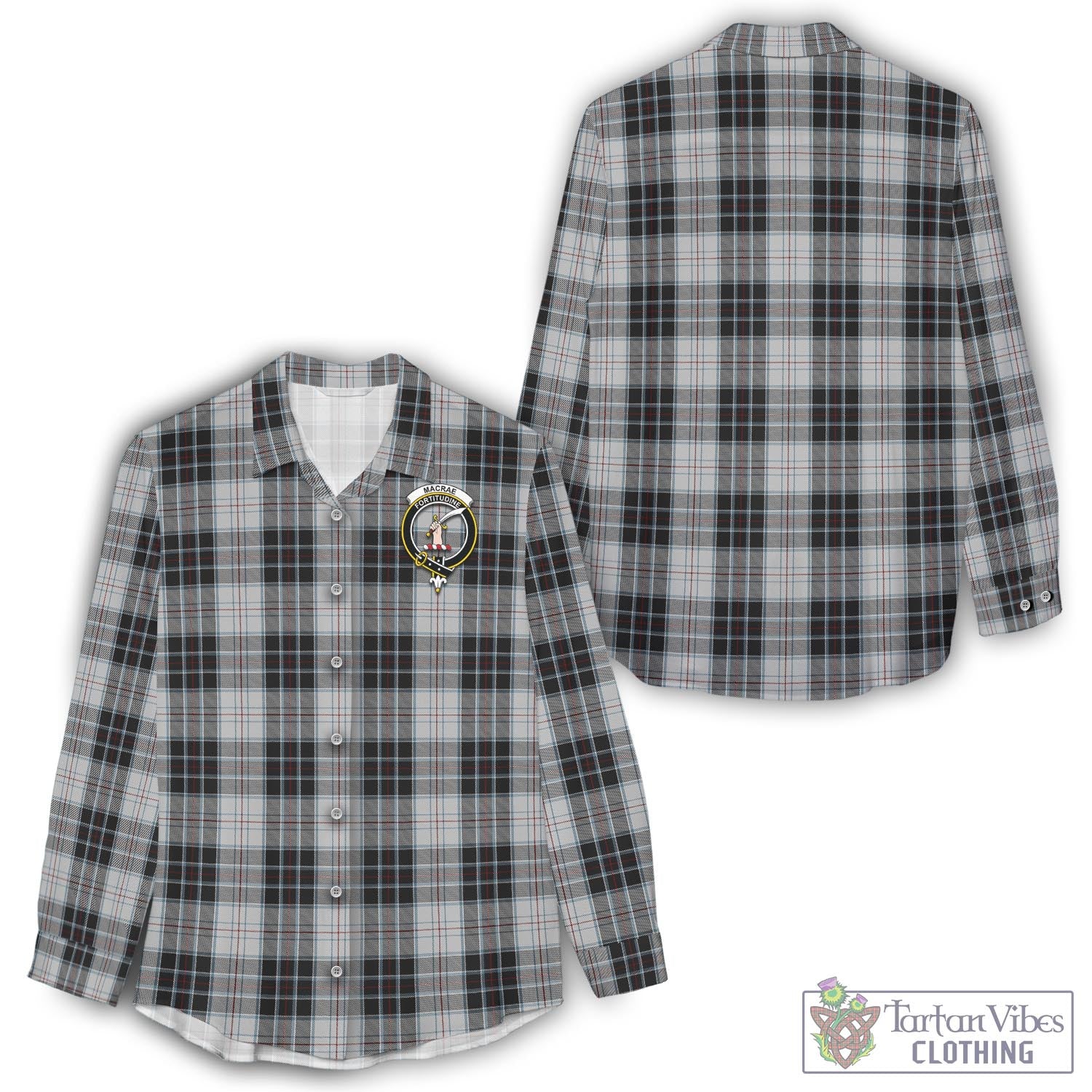 Tartan Vibes Clothing MacRae Dress Tartan Womens Casual Shirt with Family Crest