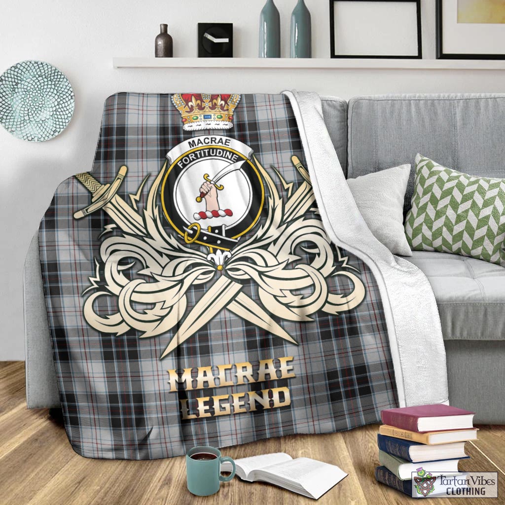 Tartan Vibes Clothing MacRae Dress Tartan Blanket with Clan Crest and the Golden Sword of Courageous Legacy