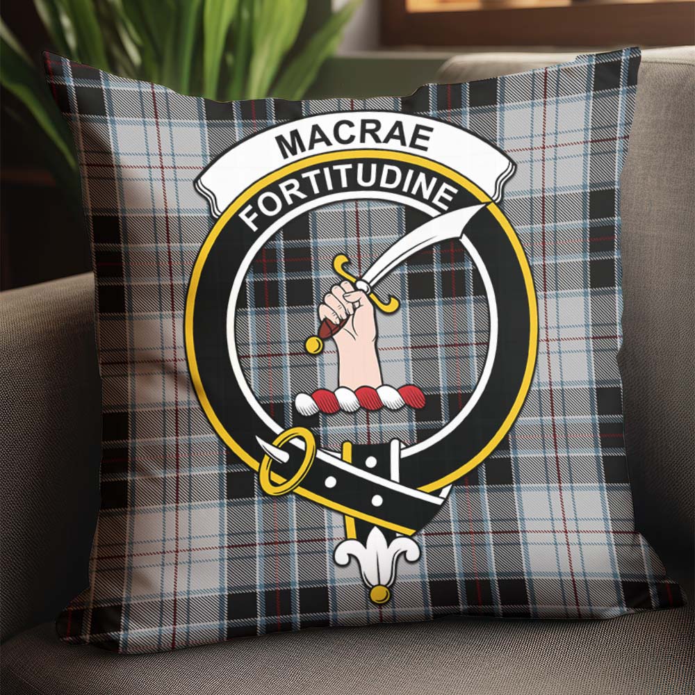 MacRae Dress Tartan Pillow Cover with Family Crest - Tartanvibesclothing