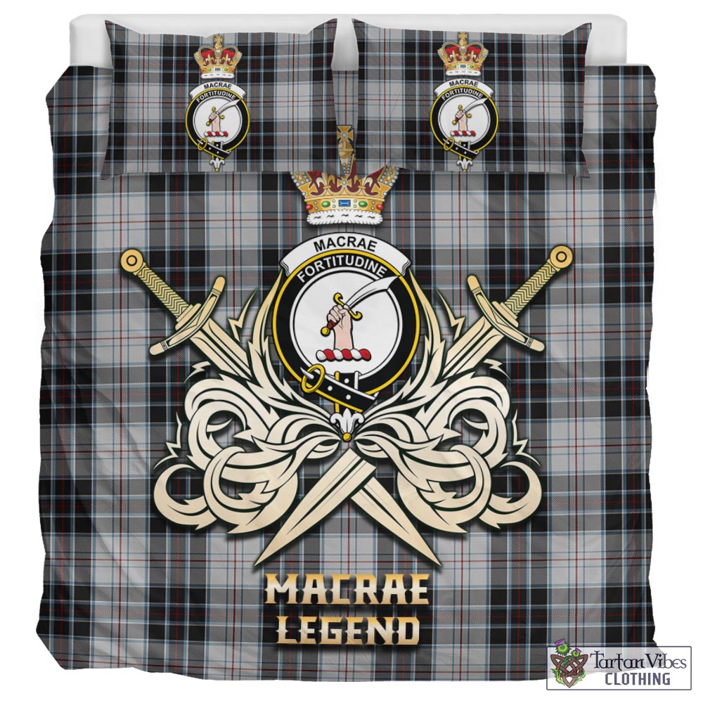 Tartan Vibes Clothing MacRae Dress Tartan Bedding Set with Clan Crest and the Golden Sword of Courageous Legacy