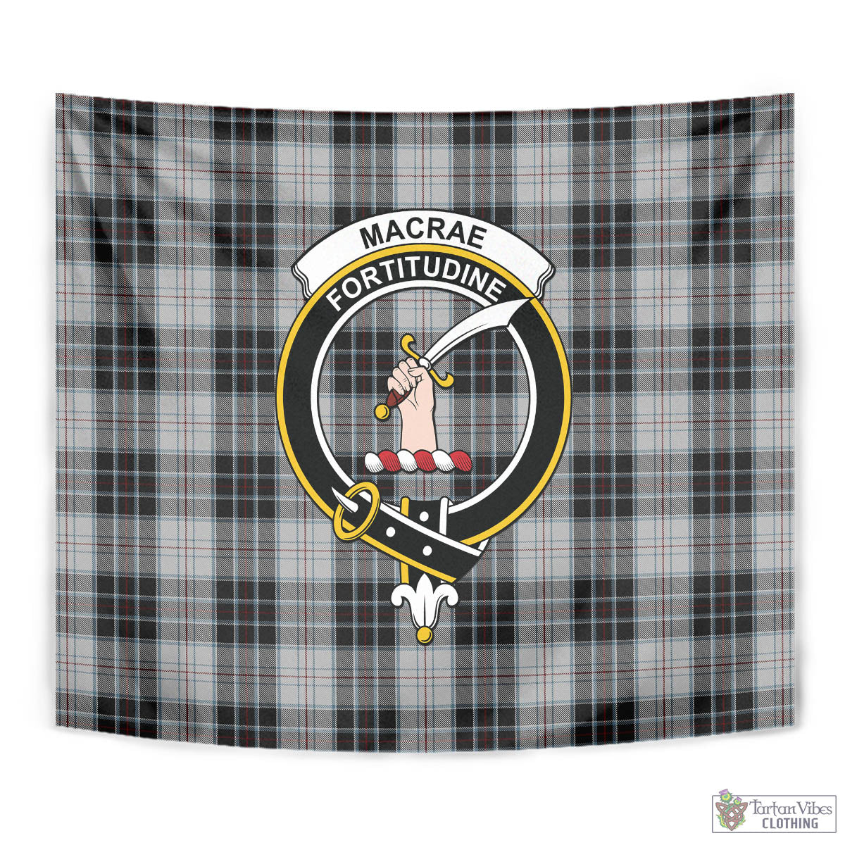 Tartan Vibes Clothing MacRae Dress Tartan Tapestry Wall Hanging and Home Decor for Room with Family Crest