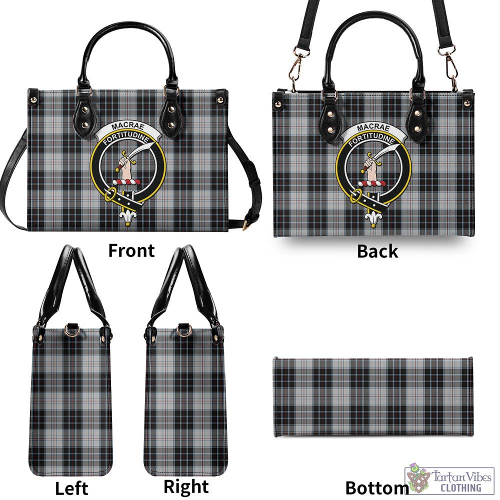 Tartan Vibes Clothing MacRae Dress Tartan Luxury Leather Handbags with Family Crest