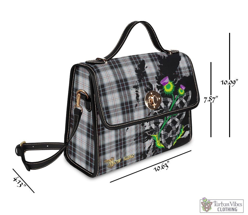 Tartan Vibes Clothing MacRae Dress Tartan Waterproof Canvas Bag with Scotland Map and Thistle Celtic Accents