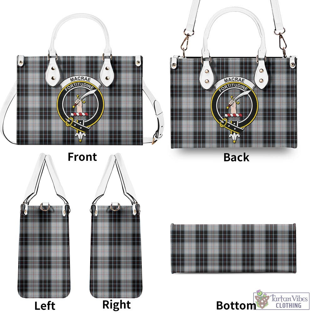 Tartan Vibes Clothing MacRae Dress Tartan Luxury Leather Handbags with Family Crest