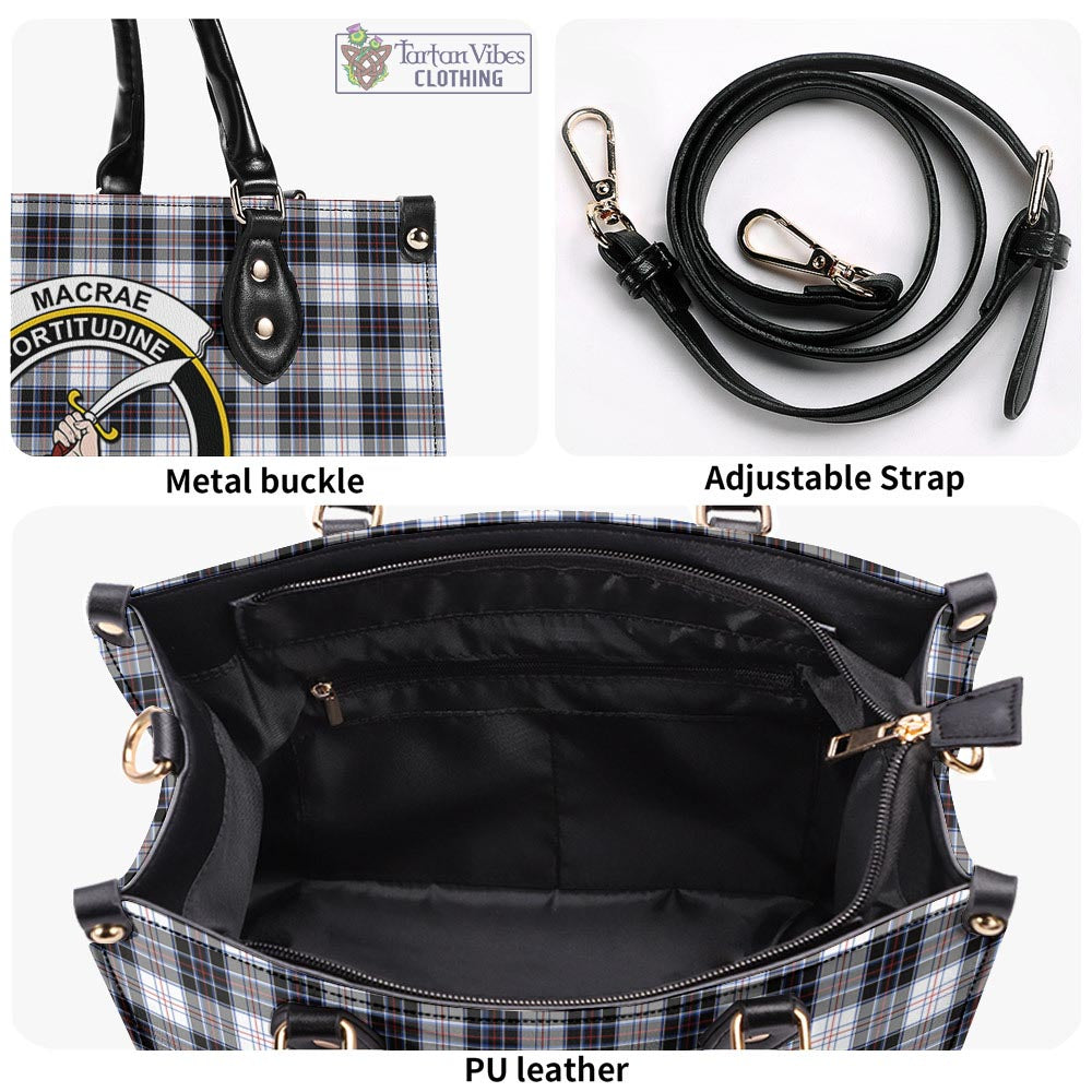 Tartan Vibes Clothing MacRae Dress Modern Tartan Luxury Leather Handbags with Family Crest