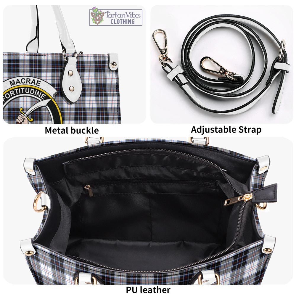 Tartan Vibes Clothing MacRae Dress Modern Tartan Luxury Leather Handbags with Family Crest