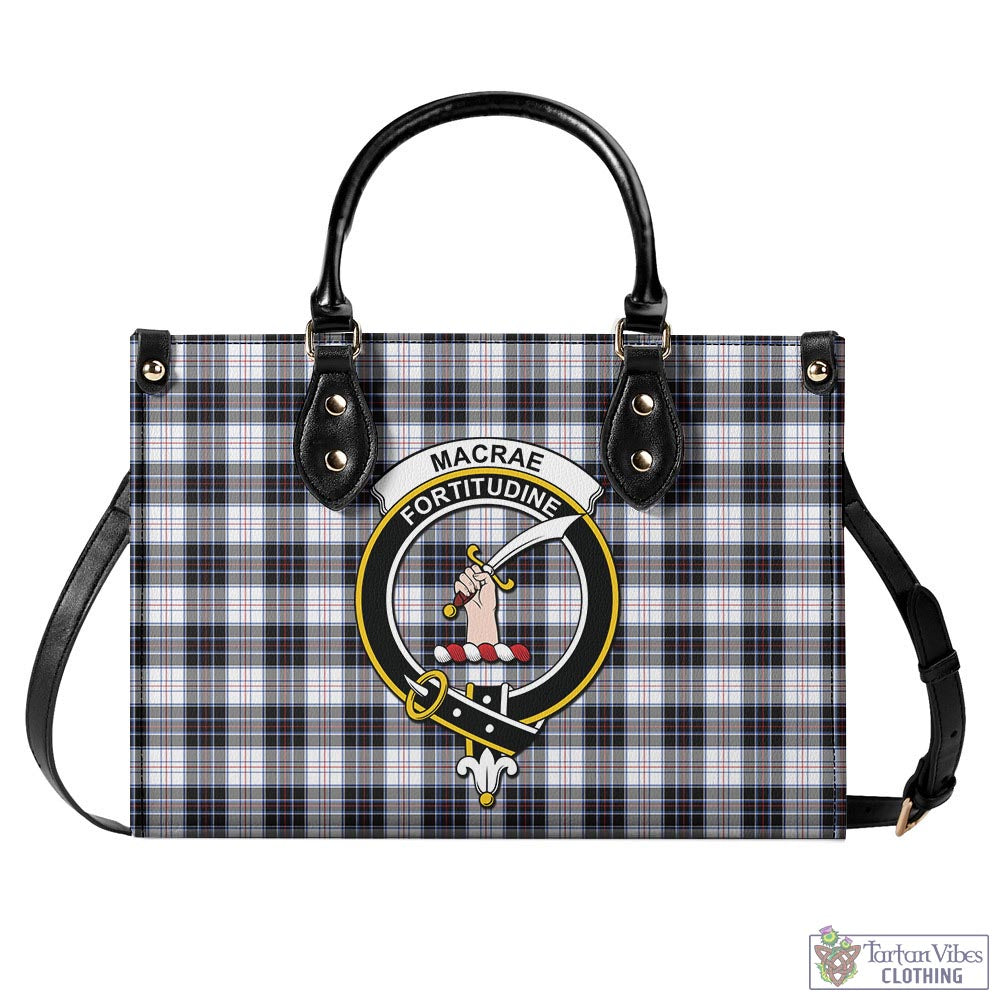 Tartan Vibes Clothing MacRae Dress Modern Tartan Luxury Leather Handbags with Family Crest