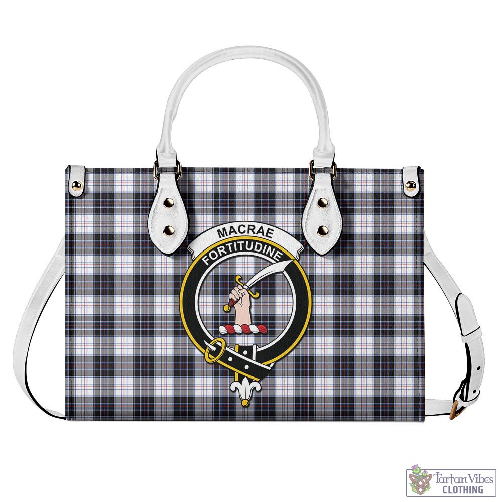 Tartan Vibes Clothing MacRae Dress Modern Tartan Luxury Leather Handbags with Family Crest