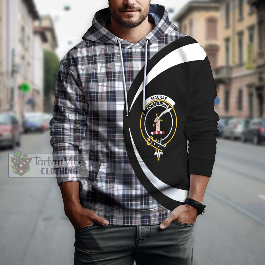 MacRae Dress Modern Tartan Hoodie with Family Crest Circle Style Zip Hoodie - Tartan Vibes Clothing