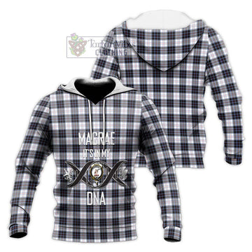 MacRae Dress Modern Tartan Knitted Hoodie with Family Crest DNA In Me Style