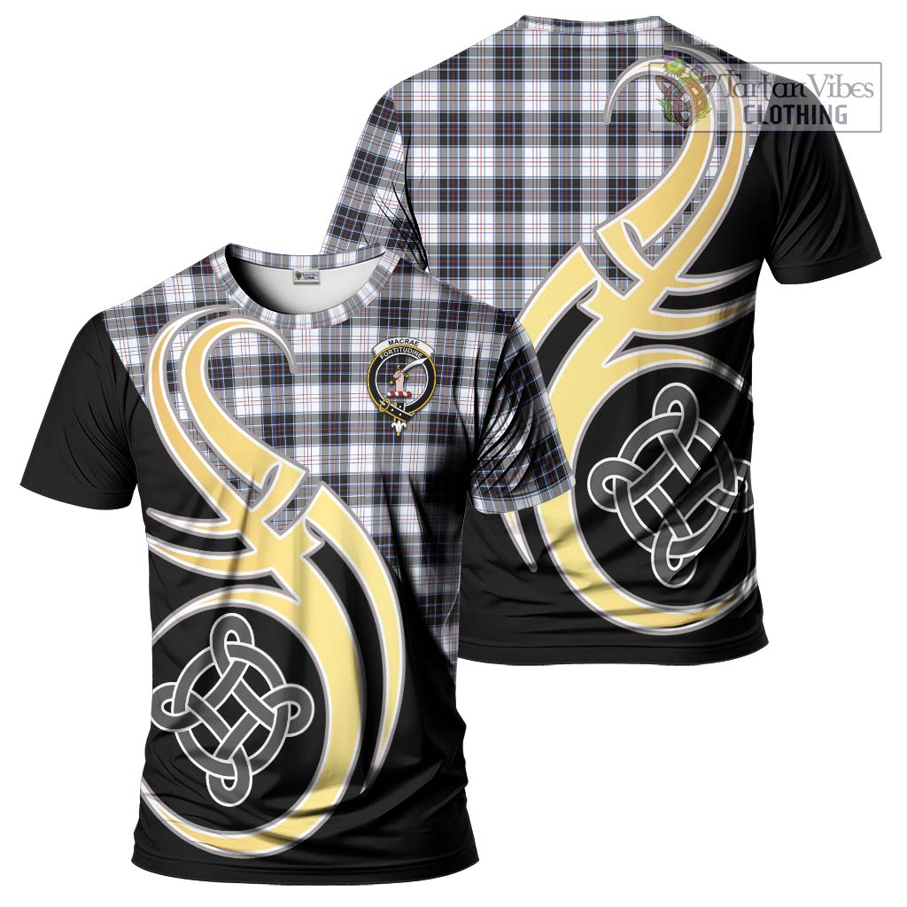 Tartan Vibes Clothing MacRae Dress Modern Tartan T-Shirt with Family Crest and Celtic Symbol Style