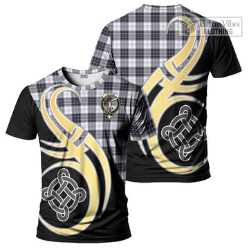 MacRae Dress Modern Tartan T-Shirt with Family Crest and Celtic Symbol Style