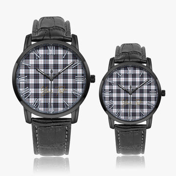 MacRae Dress Modern Tartan Personalized Your Text Leather Trap Quartz Watch