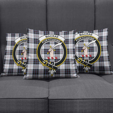 MacRae Dress Modern Tartan Pillow Cover with Family Crest