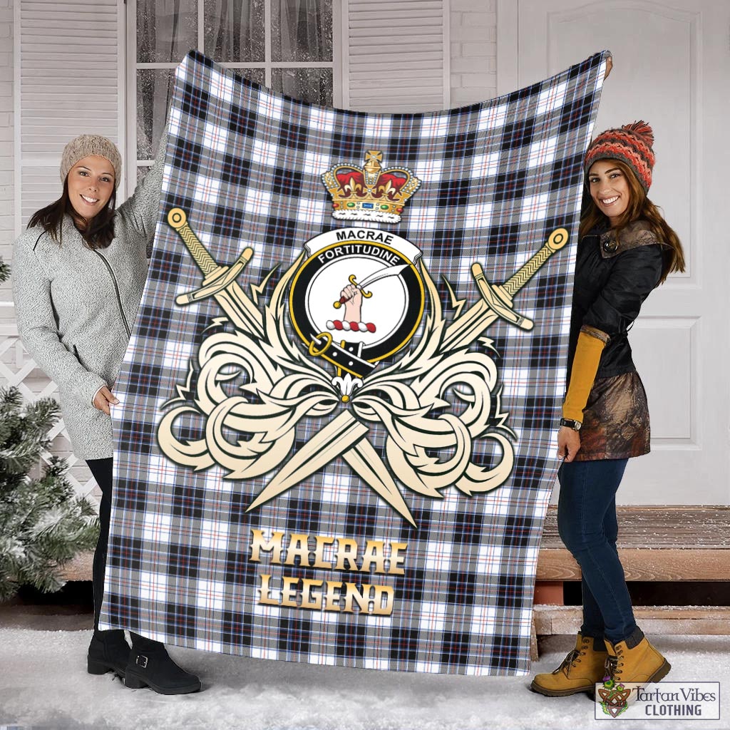 Tartan Vibes Clothing MacRae Dress Modern Tartan Blanket with Clan Crest and the Golden Sword of Courageous Legacy