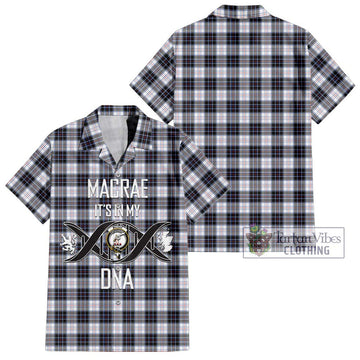 MacRae Dress Modern Tartan Short Sleeve Button Shirt with Family Crest DNA In Me Style