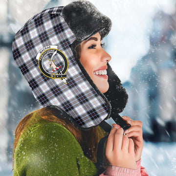 MacRae Dress Modern Tartan Winter Trapper Hat with Family Crest