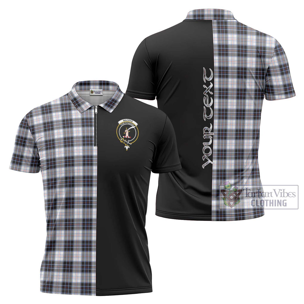 MacRae Dress Modern Tartan Zipper Polo Shirt with Family Crest and Half Of Me Style Unisex - Tartanvibesclothing Shop