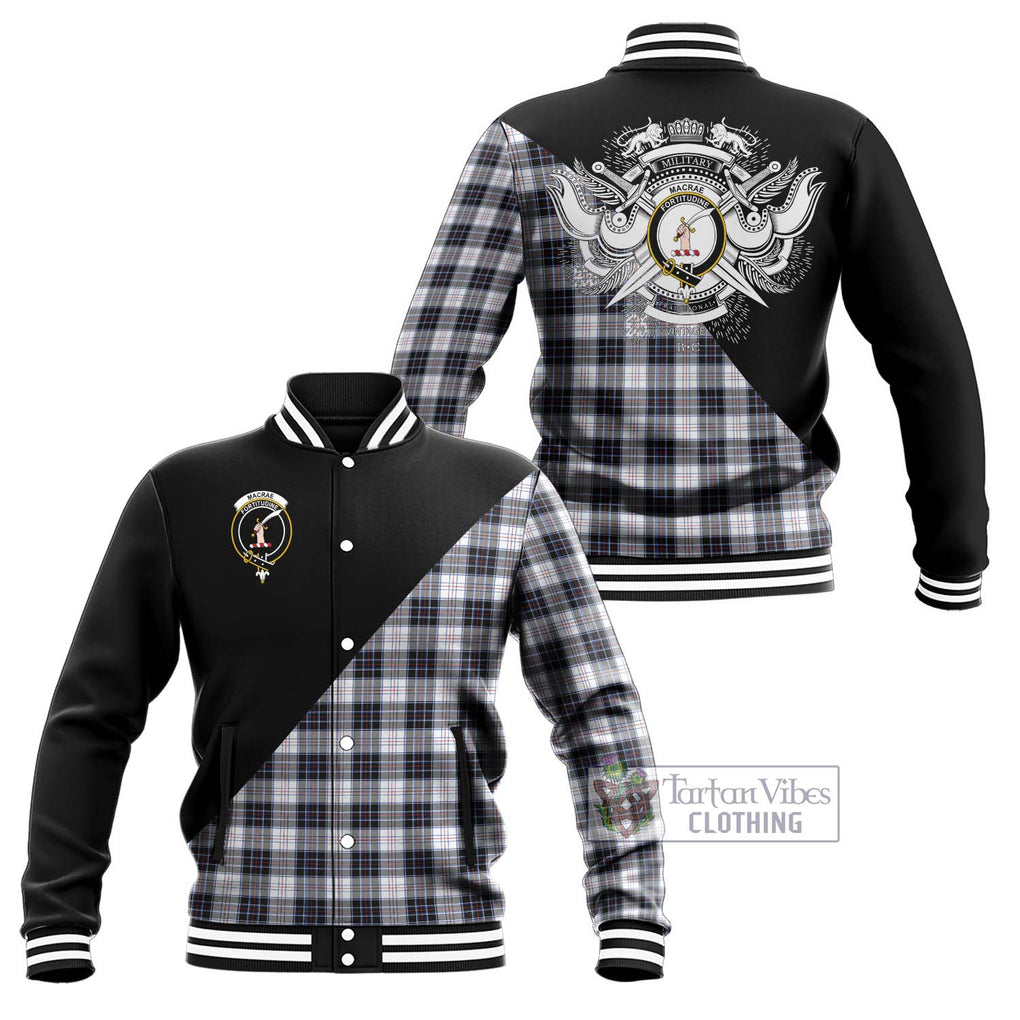 MacRae Dress Modern Tartan Baseball Jacket with Family Crest and Military Logo Style Unisex - Tartanvibesclothing Shop