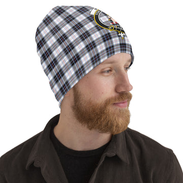 MacRae Dress Modern Tartan Beanies Hat with Family Crest