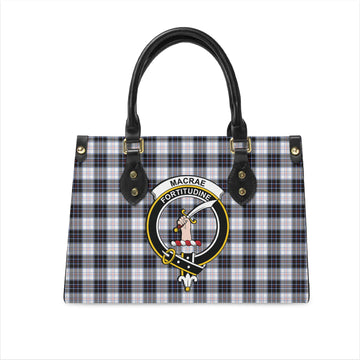 MacRae Dress Modern Tartan Leather Bag with Family Crest