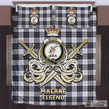 MacRae Dress Modern Tartan Bedding Set with Clan Crest and the Golden Sword of Courageous Legacy