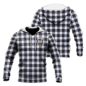 MacRae Dress Modern Tartan Knitted Hoodie with Family Crest