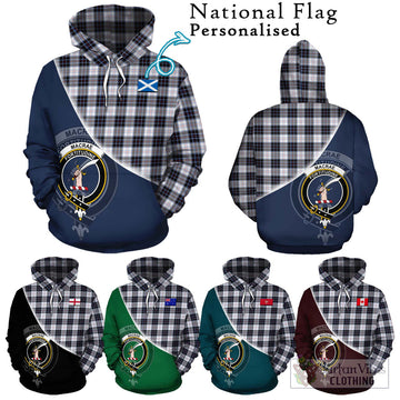 MacRae Dress Modern Tartan Hoodie with Personalised National Flag and Family Crest Half Style