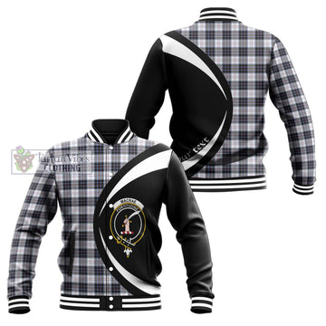 MacRae Dress Modern Tartan Baseball Jacket with Family Crest Circle Style