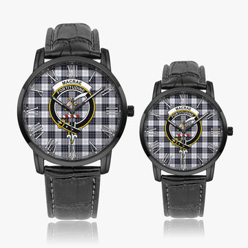 MacRae Dress Modern Tartan Family Crest Leather Strap Quartz Watch