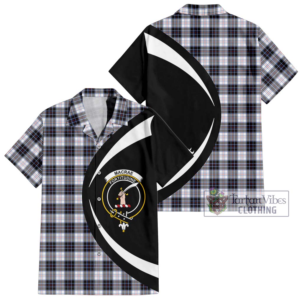 MacRae Dress Modern Tartan Short Sleeve Button Up with Family Crest Circle Style Kid - Tartan Vibes Clothing