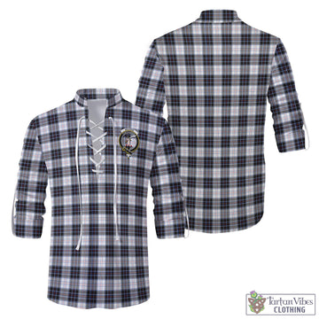 MacRae Dress Modern Tartan Men's Scottish Traditional Jacobite Ghillie Kilt Shirt with Family Crest