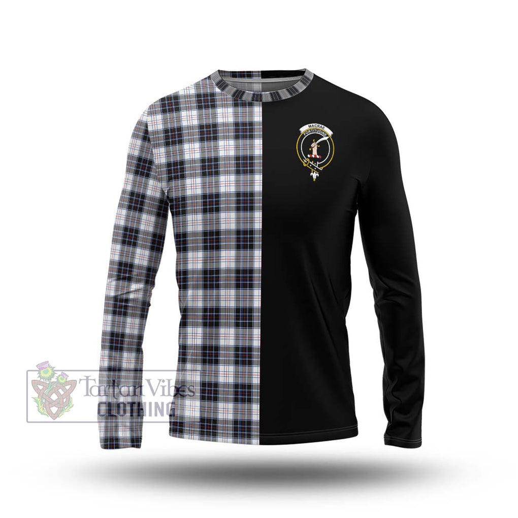 MacRae Dress Modern Tartan Long Sleeve T-Shirt with Family Crest and Half Of Me Style Unisex - Tartanvibesclothing Shop